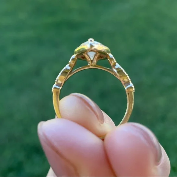 Moissanite, Diamond, And 14k Gold Engagement Ring